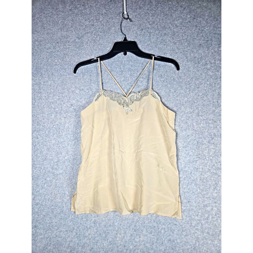 Vintage 90's Liz Claiborne Collection 100% Silk Lace Camisole Top Beige Size 6